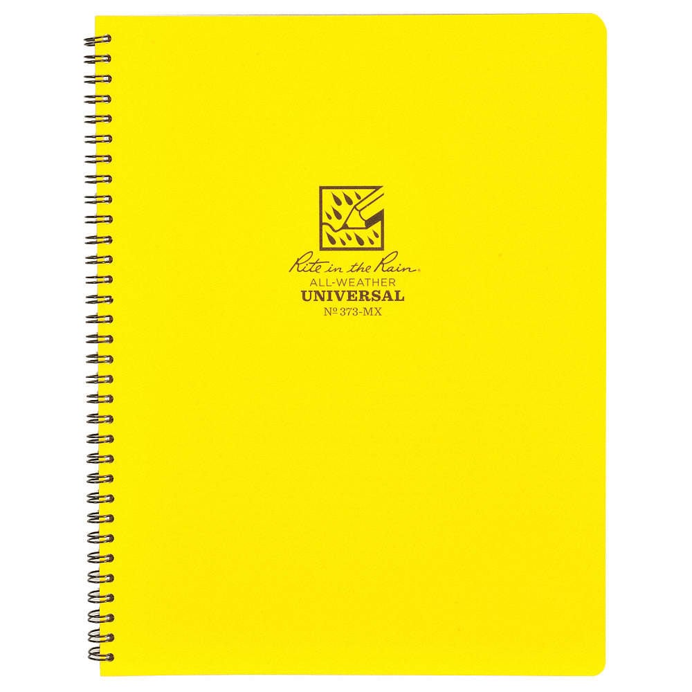 Rite in the Rain All-Weather Spiral Notebooks, Maxi, Side, 8-1/2in x 11-3/4in, 84 Pages (42 Sheets), Yellow, Pack Of 6 Notebooks MPN:373-MX