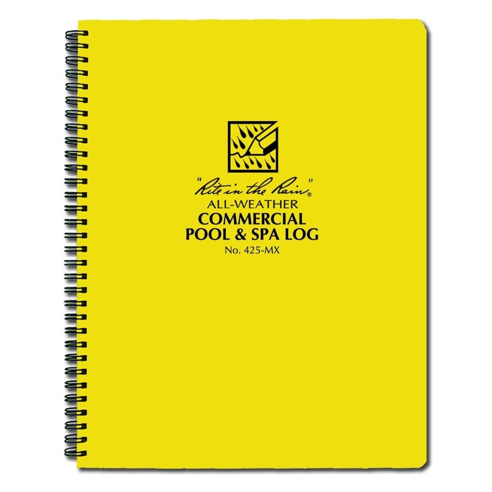 Rite in the Rain All-Weather Spiral Notebooks, Commercial Pool & Spa Log, 8-1/2in x 11in, 94 Pages (47 Sheets), Yellow, Pack Of 6 Notebooks MPN:425-MX