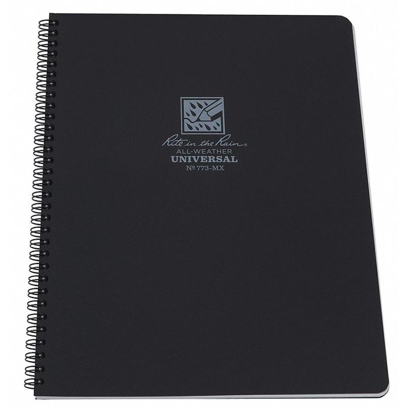 Rite in the Rain All-Weather Spiral Notebooks, Maxi-Side, 8-1/2in x 11-3/4in, 84 Pages (42 Sheets), Black, Pack Of 6 Notebooks MPN:773-MX