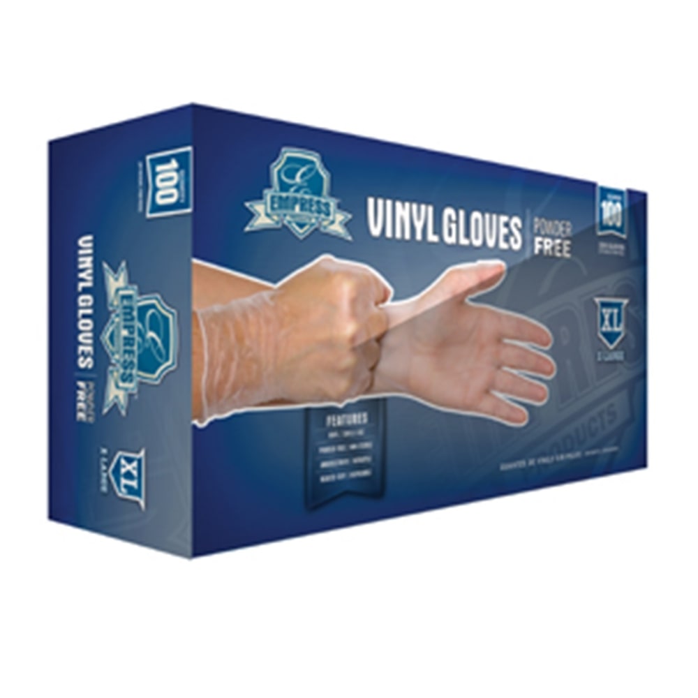 Empress Powder-Free Vinyl Gloves, XL, Clear, 100 Gloves Per Pack, Case Of 10 Packs MPN:EVPFXL4004