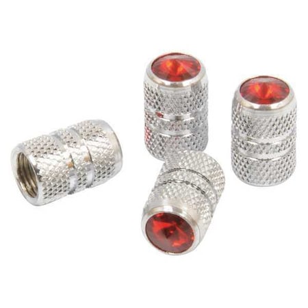 Valve Caps, w/Red Colored Tip, Chrome MPN:RPCRVC4R