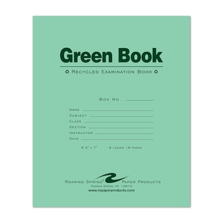 Case of Recycled Exam Green Books, 8.5