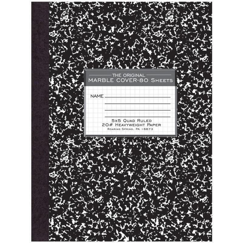 Roaring Spring Black Marble Comp 10.25inX8in 20# Graph - 80 Sheets - 160 Pages - Printed - Sewn/Tapebound - 77475 MPN:77475