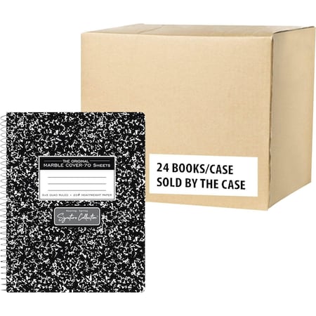 Case of Signature Black Marble Comp Notebooks, WB Spiral, Graph 70 sht Premium 20lb Paper, 9.75