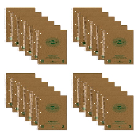 Recycled 3-Subject Spiral Notebook, PK24 MPN:13484CS