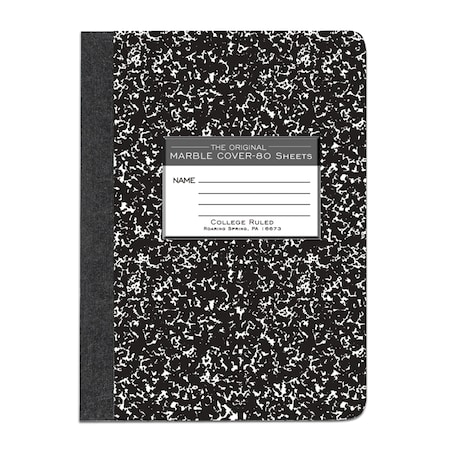 Case of Black Marble Comp Notebooks, College Ruled, 80 sht, 15lb White Paper, 9.75