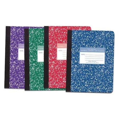 Case of Assorted Color Comp Notebooks, W Ruled, 100 sht, 15 lb White Paper, 9.75