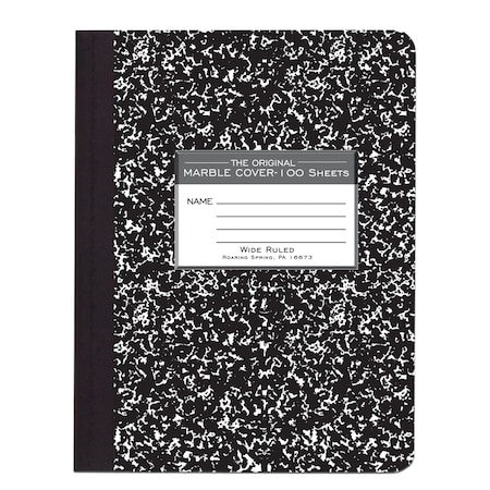 Case of Black Marble Comp Notebooks, Wide Ruled, 100 sht, 15 lb White Paper, 9.75