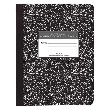 Case of Black Marble Comp Notebooks, Unruled Blank, 50 sht, 15lb White Paper, 9.75
