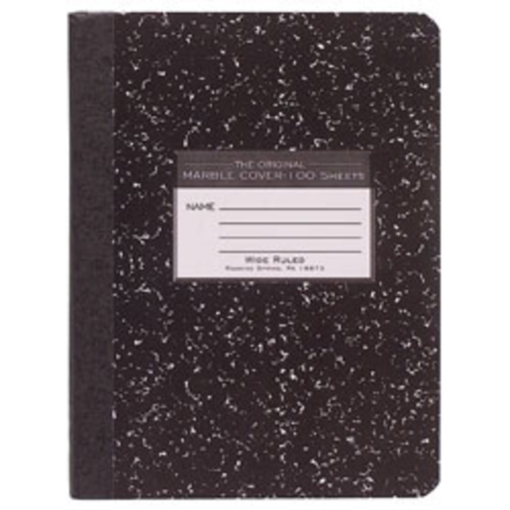 Roaring Spring Composition Book, 7 1/2in x 9 3/4in, Wide Ruled, 100 Sheets, Black Marble (Min Order Qty 23) MPN:77230
