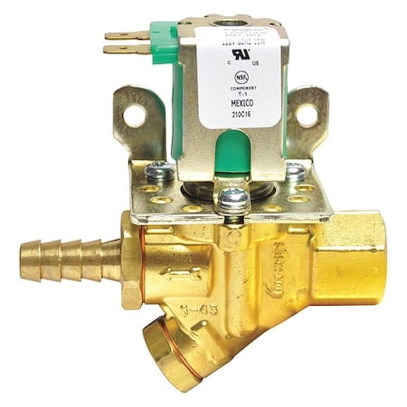 Ice Maker Valve, Yellow, Brass, 3 1/2