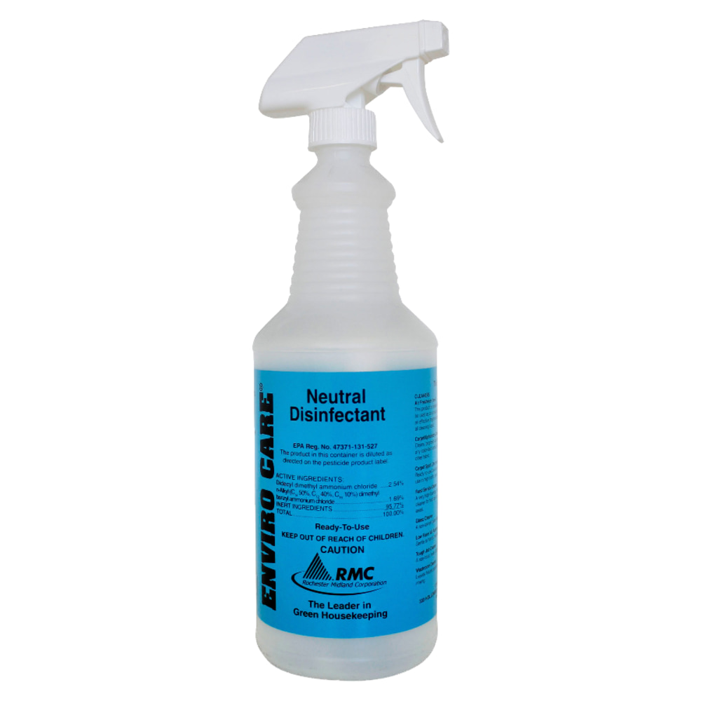 RMC Snap! Trigger Bottle For RMC Enviro Care Neutral Disinfectant, 1 Qt, Clear Frosted, Pack Of 48 MPN:35064573CT