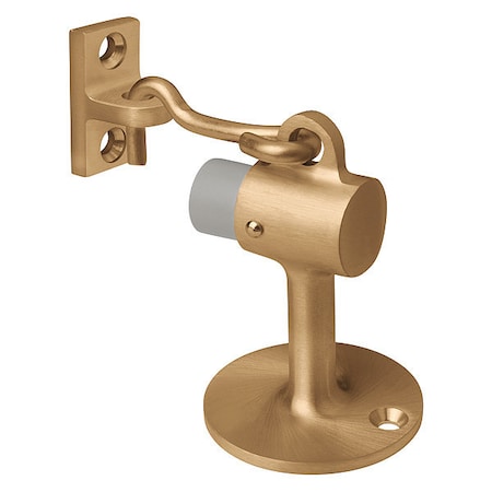 Hook-Style Door Holder, Cast Brass, Gold, 3-3/4