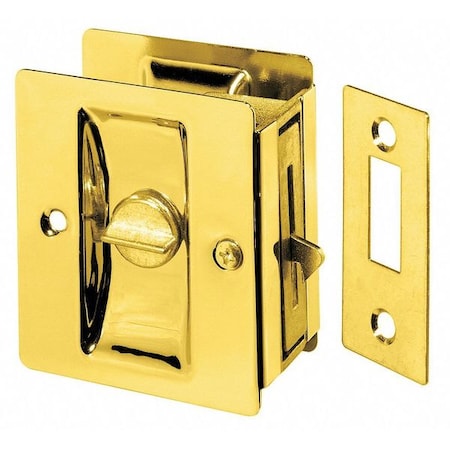 Locking Pocket Door Pull, Polished Brass, Clips/Fasteners MPN:891.3