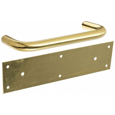 Door Pull Plate, Brass, 12