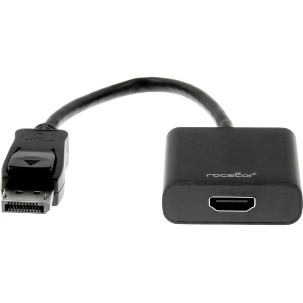 Rocstor DisplayPort (male) to HDMI (female) Adapter Converter - 1 Pack - 1x 20-pin DisplayPort DisplayPort 1.1a Digital Audio/Video Male - Y10A101B1 MPN:Y10A101-B1