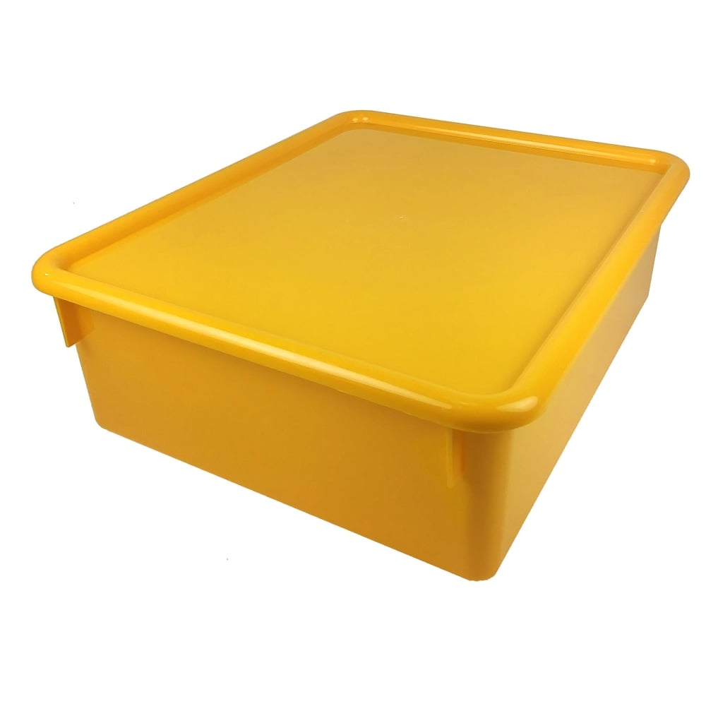 Romanoff Double Stowaway Tray With Lid, 5-1/2inH x 13-1/2inW x 16inD, Yellow MPN:ROM13003