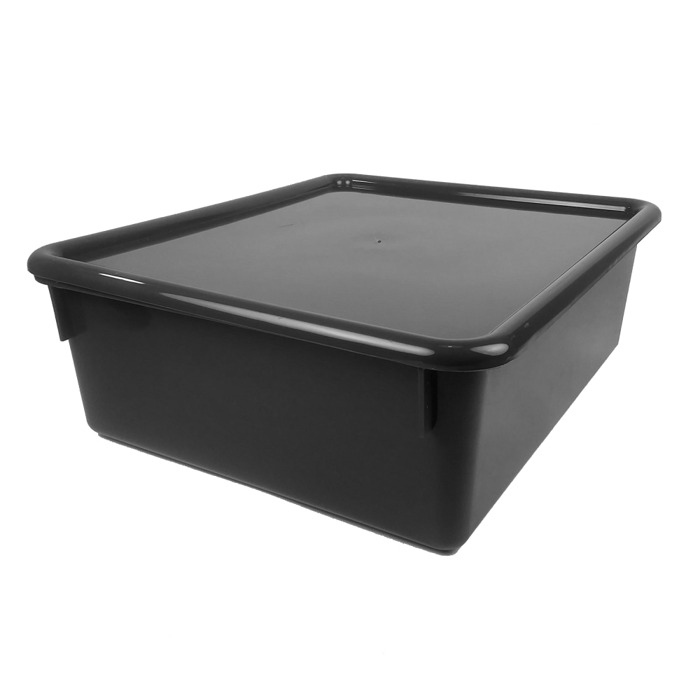 Romanoff Double Stowaway Tray With Lid, 5-1/2inH x 13-1/2inW x 16inD, Black MPN:ROM13010