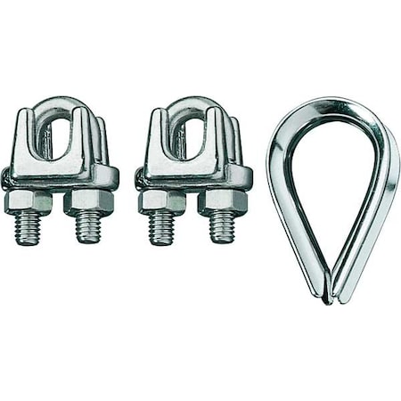 Wire Rope Clip and Thimble Kit, 3/32 In MPN:ID003404-02