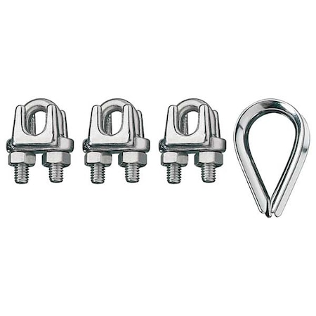 Wire Rope Clip and Thimble Kit, 1/2 In MPN:ID003404-12