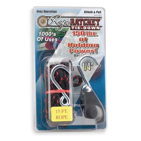 Rope Ratchet, Hook, 15 ft.L, Polypropylene MPN:10015