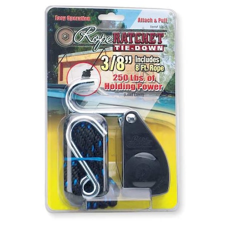 Rope Ratchet, Hook, 8 ft.L, Polypropylene MPN:10020