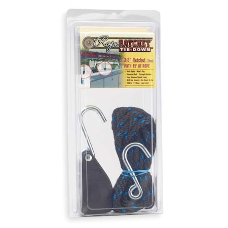 Rope Ratchet, Hook, 15 ft.L, Polypropylene MPN:10025