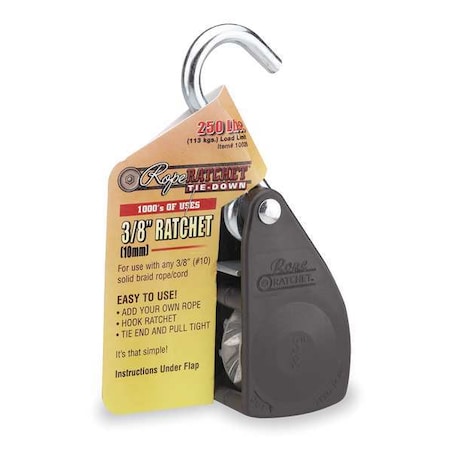 Rope Ratchet, Hook, 3/8 In.W, Nylon MPN:10026