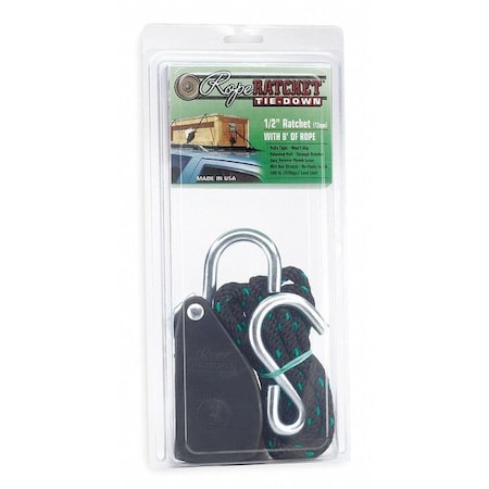 Rope Ratchet, Hook, 8 ft.L, Polypropylene MPN:10030