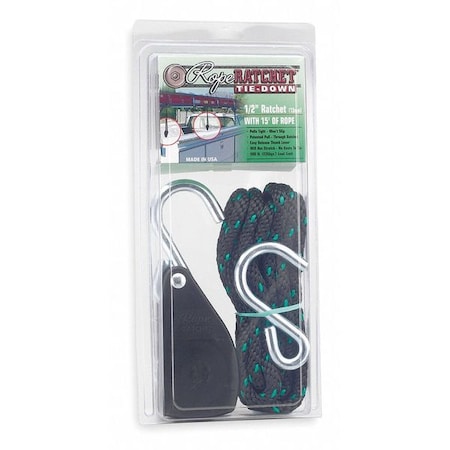 Rope Ratchet, Hook, 15 ft.L, Polypropylene MPN:10035