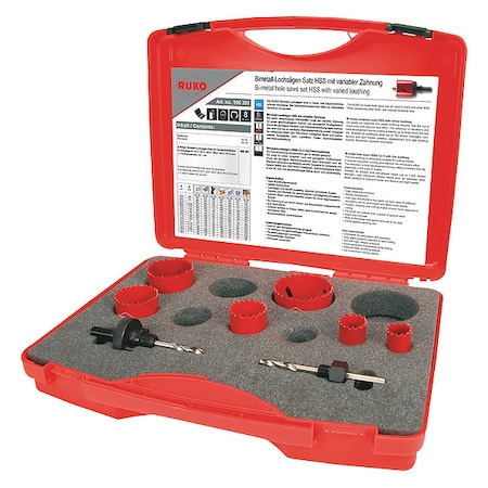 Hole Saw Kit, 8pcs, Sizes:19 mm-57 mm MPN:106301