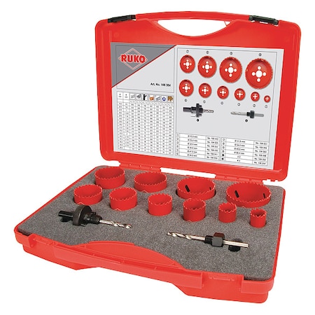 Hole Saw Kit, 12pcs, Sizes:22 mm-68 mm MPN:106304
