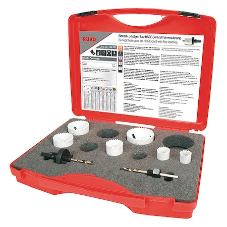 Hole Saw Kit, 8pcs, Sizes:19 mm-57 mm MPN:126301