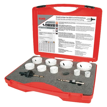 Hole Saw Kit, 11pcs, Sizes:19 mm-64 mm MPN:126306