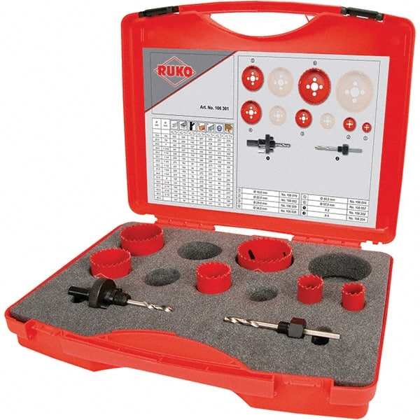 Plumber Hole Saw Kit: 8 Pc, 3/4 to 2-1/2