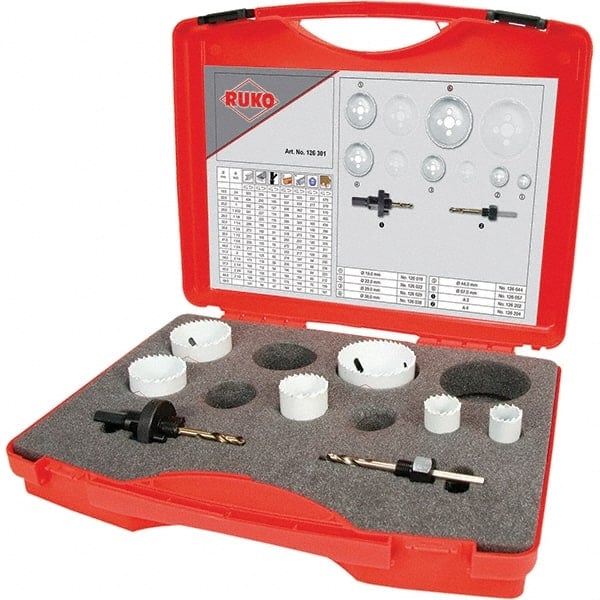 Plumber Hole Saw Kit: 8 Pc, 3/4 to 2-1/2