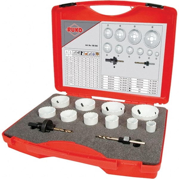 Plumber Hole Saw Kit: 12 Pc, 3/4 to 2-1/2