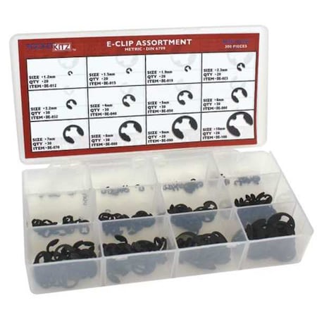 External Retaining Ring Assortment, Carbon Steel, Phosphate Finish MPN:DISP-DE300