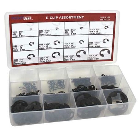 External Retaining Ring Assortment, Carbon Steel, Phosphate Finish MPN:DISP-E300