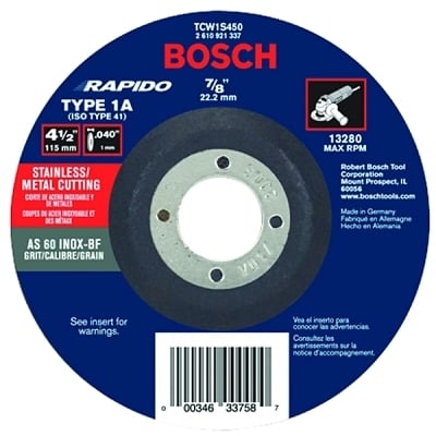 4-1/2X.040X7/ 8 TP1 Thincutting Disc (BX/25) MPN:TCW1S450