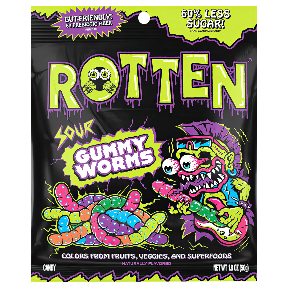 Rotten Gummy Worms, Sour, 1.8 Oz, Total Qty 8 MPN:10102012