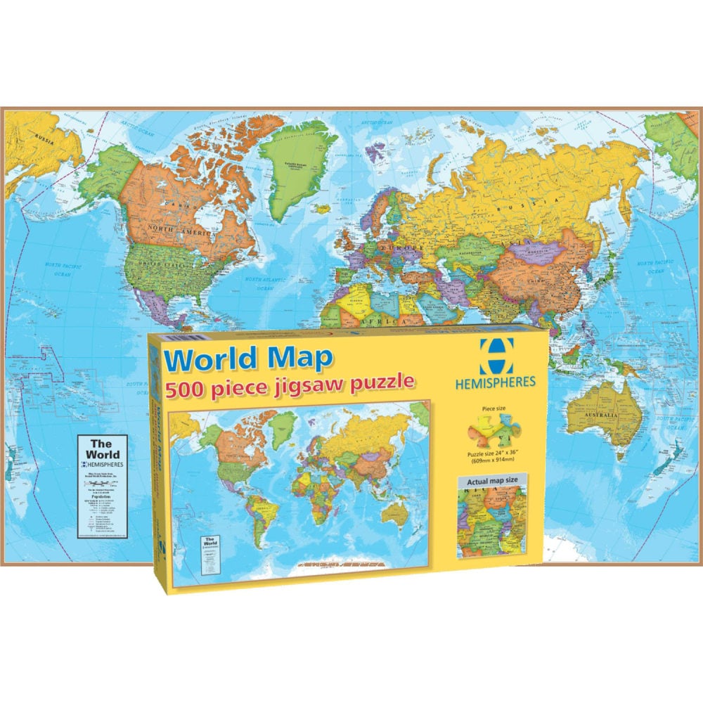 Round World Products World Map Jigsaw Puzzle, 24in x 36in MPN:RWPHMP01