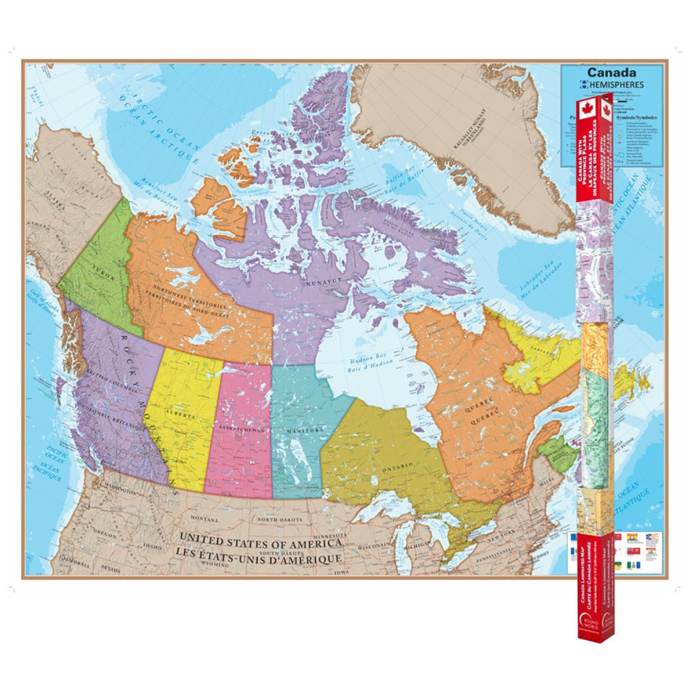 Hemispheres Laminated Map, Canada, 47in x 38in MPN:RWPHM06