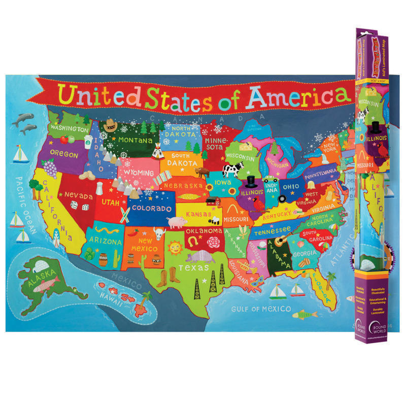 Round World Products Kids United States Map, 24in x 36in MPN:RWPKM02