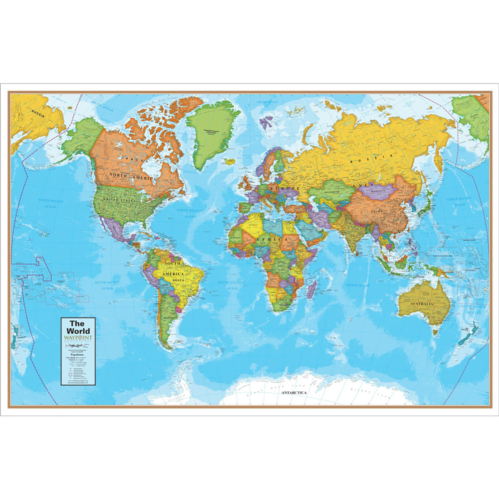 Waypoint Geographic Blue Ocean Laminated Wall Map, 24in x 36in, World MPN:RWPWG10