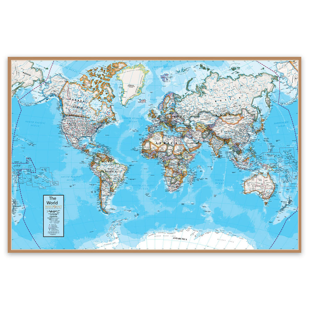 Waypoint Geographic Contemporary Laminated Wall Map, 24in x 36in, World MPN:RWPWG14