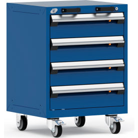 Rousseau Metal® R5BCD-2801KD-055 Heavy Duty Modular Mobile Cabinet 4 Drawers Avalanche Blue R5BCD-2801KD-055
