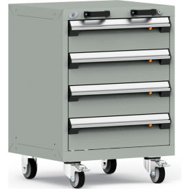 Rousseau Metal® R5BCD-2801KD-071 Heavy Duty Modular Mobile Cabinet 4 Drawers Light Gray R5BCD-2801KD-071