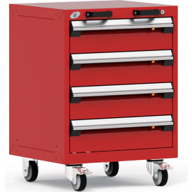 Rousseau Metal® R5BCD-2801KD-081 Heavy Duty Modular Mobile Cabinet 4 Drawers Red R5BCD-2801KD-081