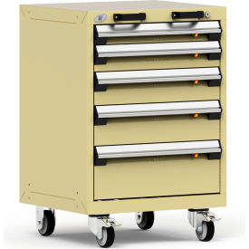 Rousseau Metal® R5BCD-3053KD-041 Heavy Duty Modular Mobile Cabinet 5 Drawers Beige R5BCD-3053KD-041
